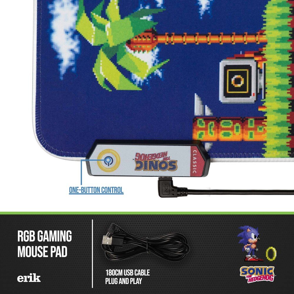 Sonic the Hedgehog - Gaming Musmatta XL, LED-ljus 40 x 90 cm