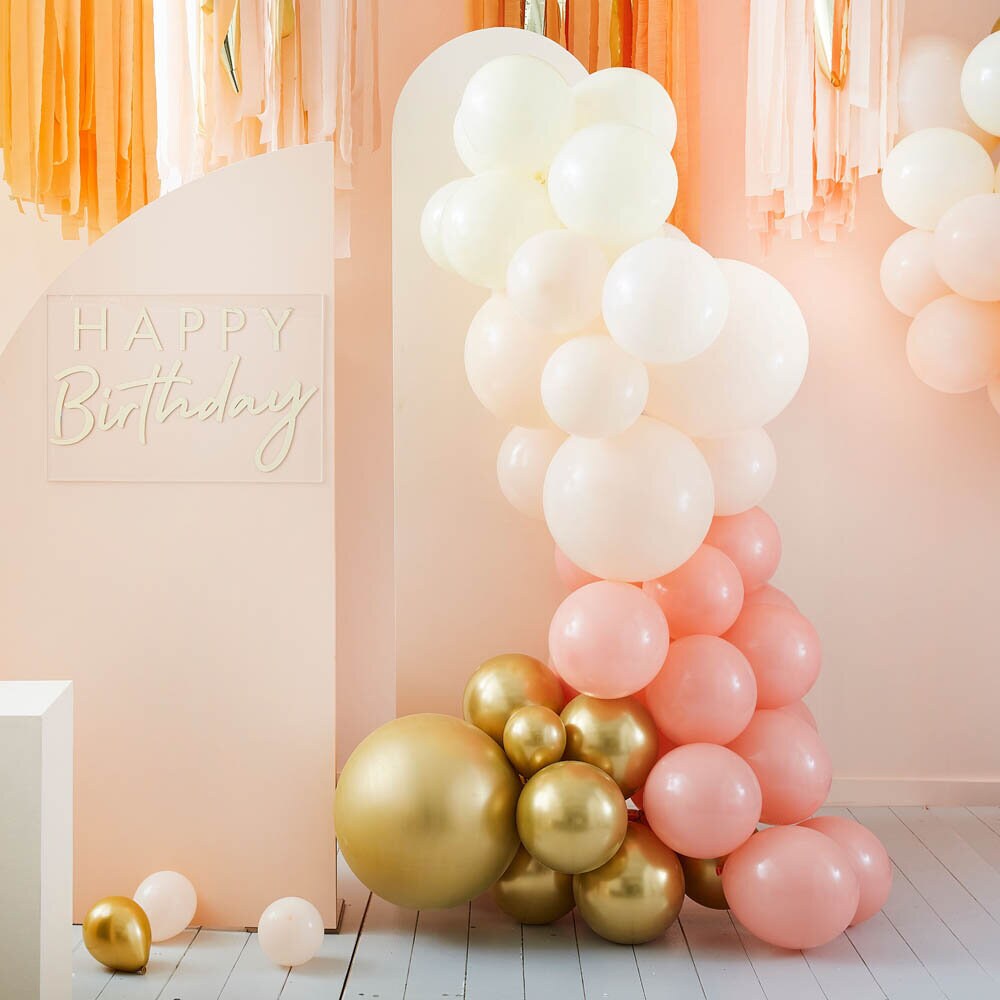 DIY Ballongbåge - Persika och Guld 