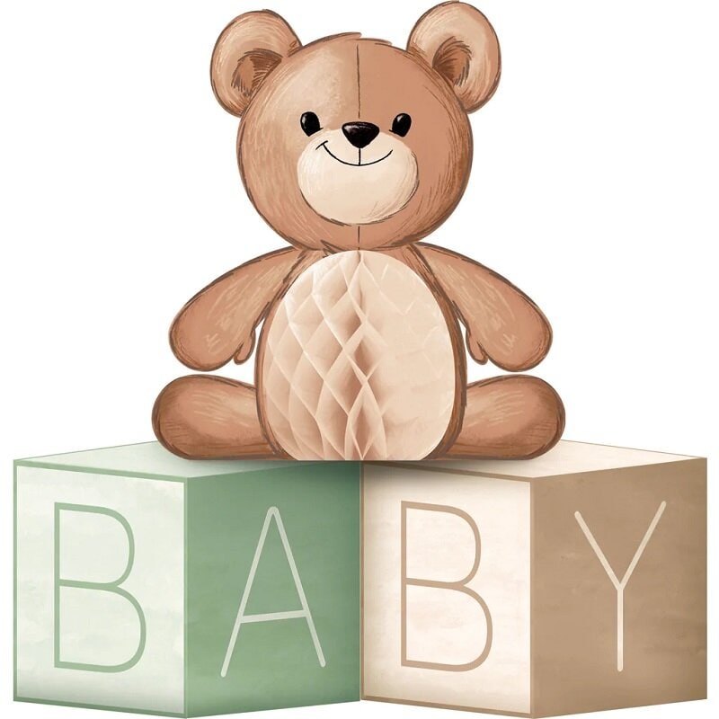 Teddybjörn Babyshower - Bordsdekoration av papp 