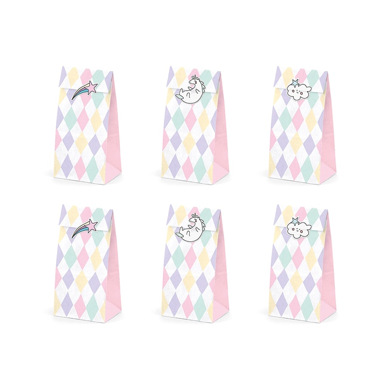 Enhörning - Kalaspåsar med stickers 6-pack