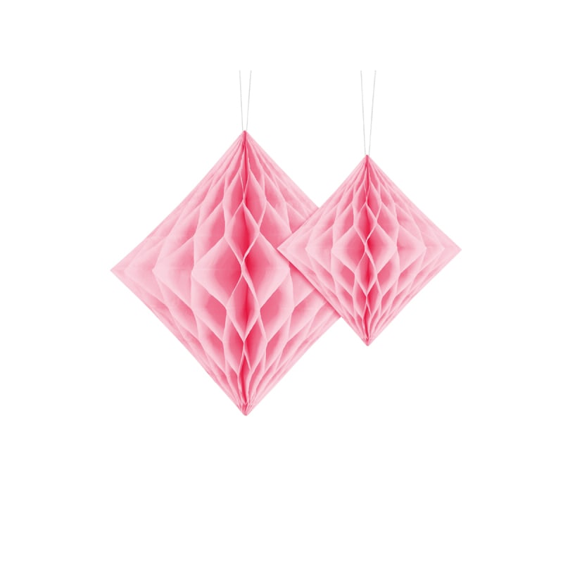 Ljusrosa diamantformad dekoration i honeycomb 20-30 cm