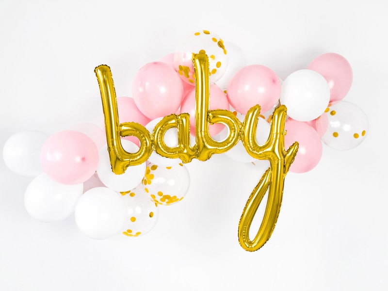 Folieballong Baby i guld 75 cm