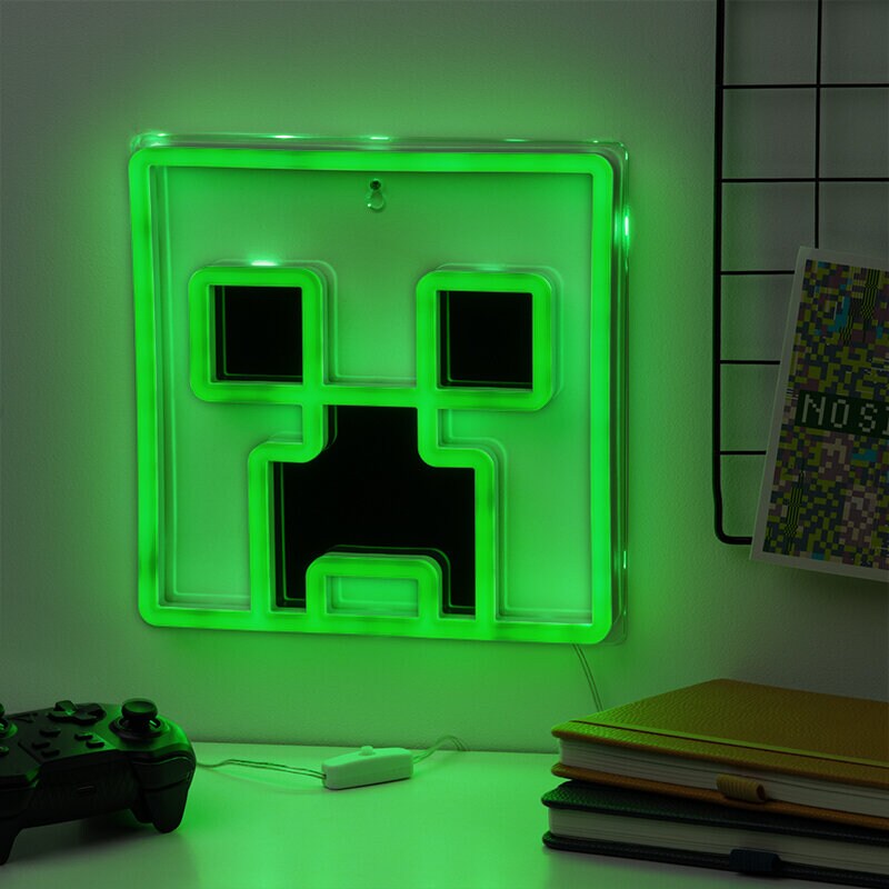 Minecraft Neon LED Vägglampa - Creeper 25 cm