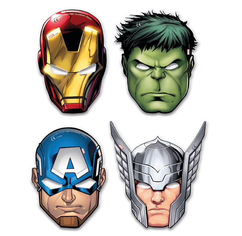 Mighty Avengers - Ansiktsmasker av papp 6-pack