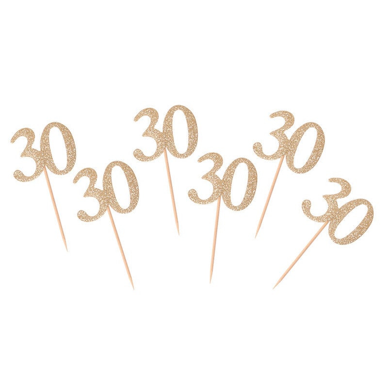 Cake Toppers - 30 år guld 6-pack