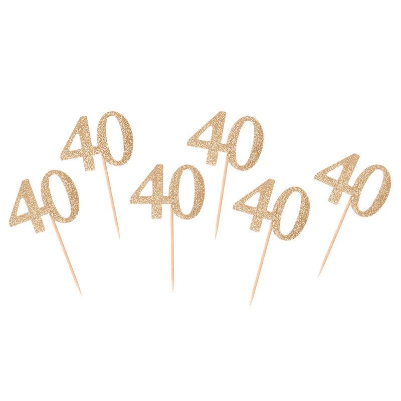 Cake Toppers - 40 år guld 6-pack