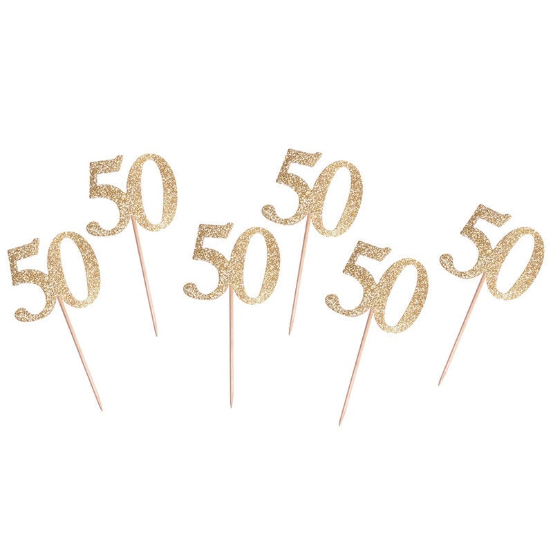 Cake Toppers - 50 år guld 6-pack