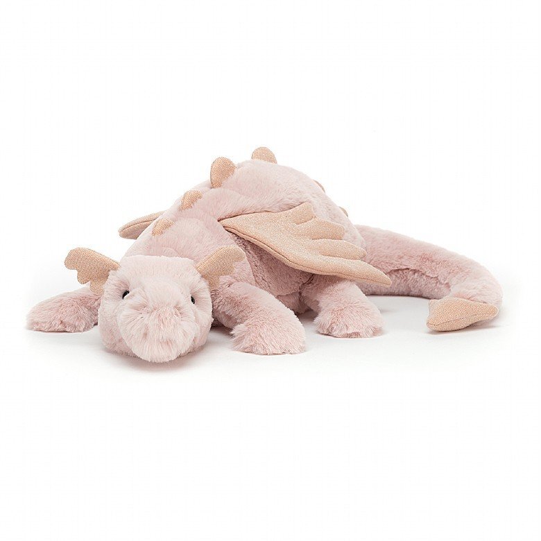 Jellycat - Liggande rosa drake 50 cm