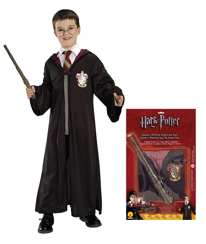 Harry Potter kit med rock, trollstav och glasögon