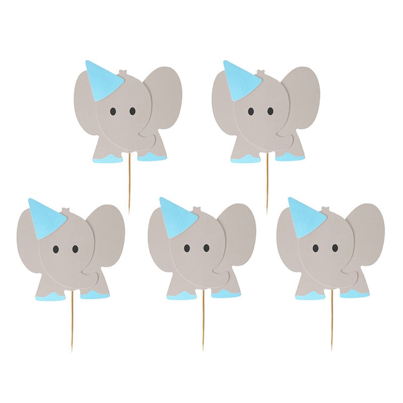 Cake Toppers - Blå elefanter 10-pack