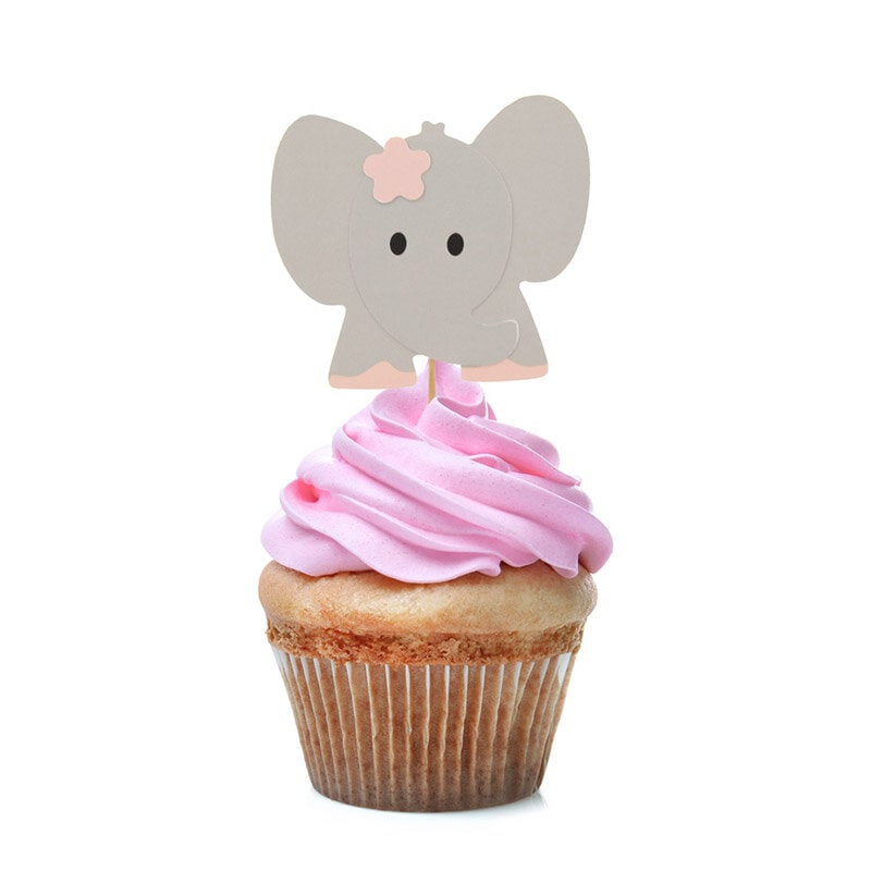 Cake Toppers - Rosa elefanter 10-pack