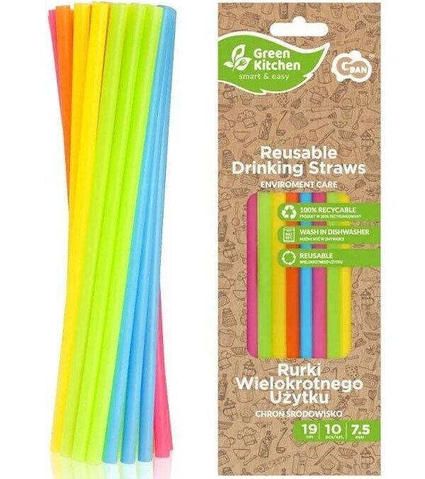 Plastsugrör Regnbågsfärgade 10-pack