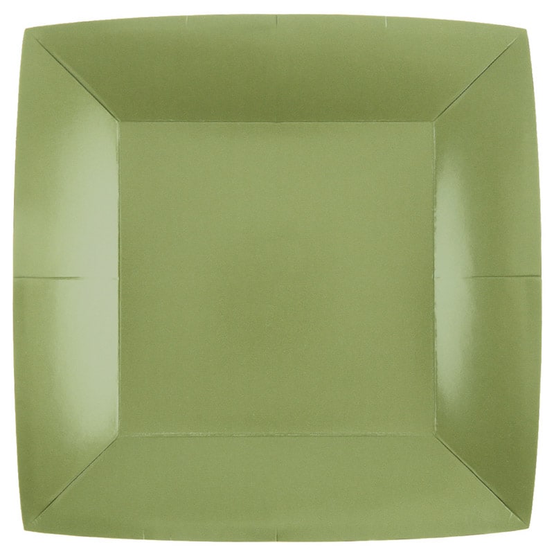 Papptallrikar Fyrkantiga 23 cm - Olivgröna 10-pack
