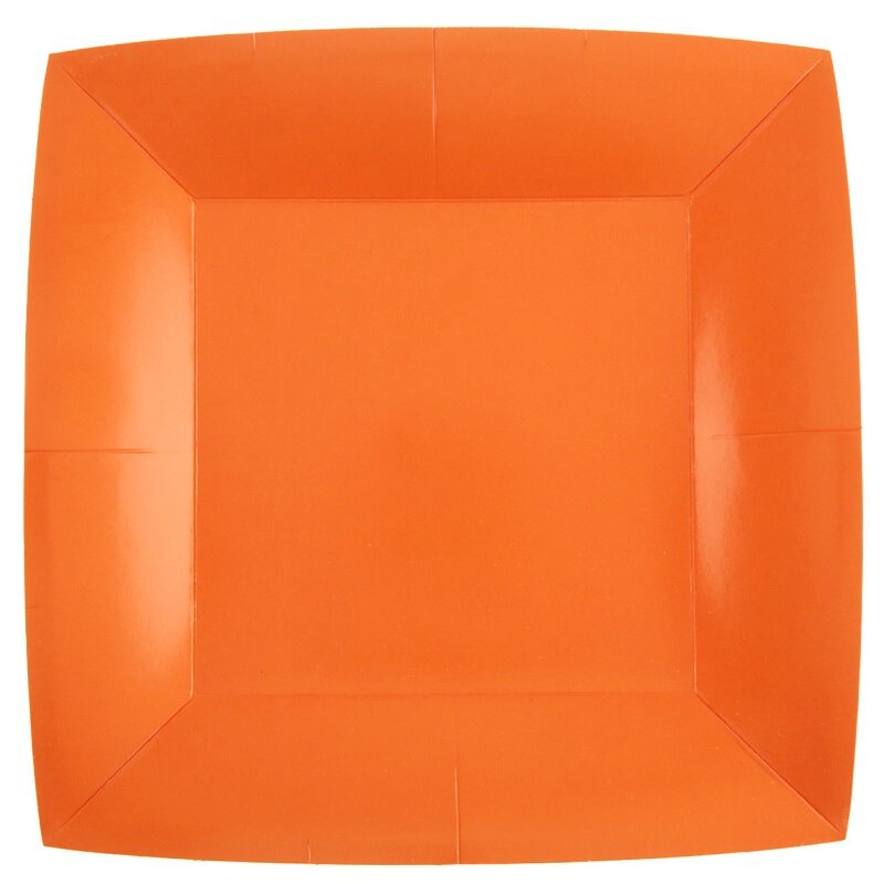 Papptallrikar Fyrkantiga 23 cm - Orange 10-pack