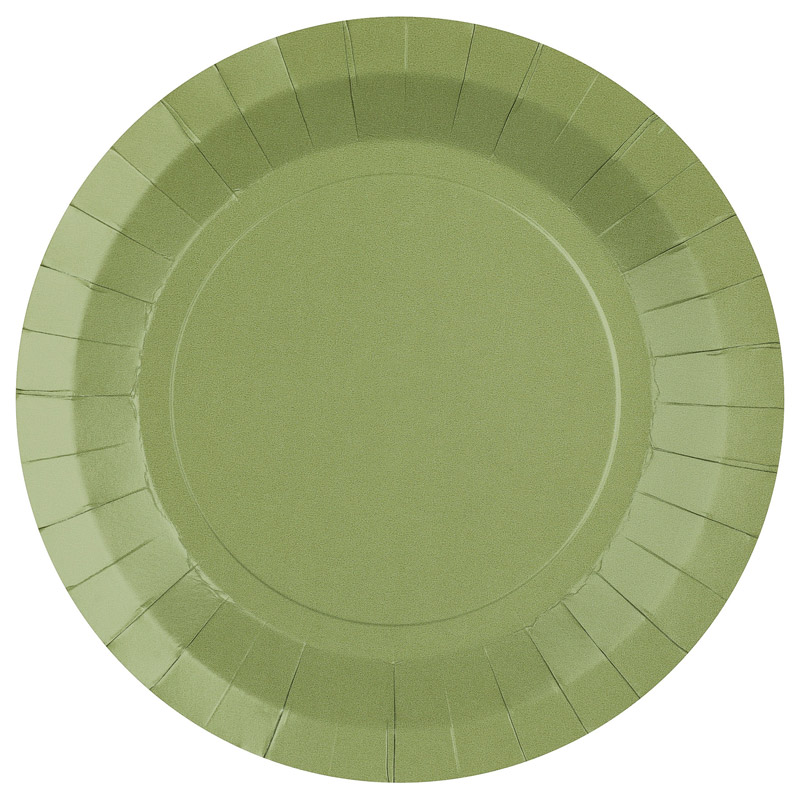 Papptallrikar 22,5 cm - Olivgröna 10-pack