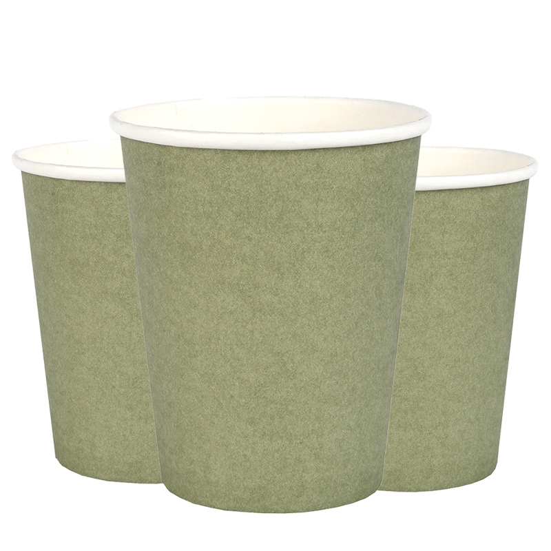 Pappmuggar 250 ml - Olivgröna 10-pack