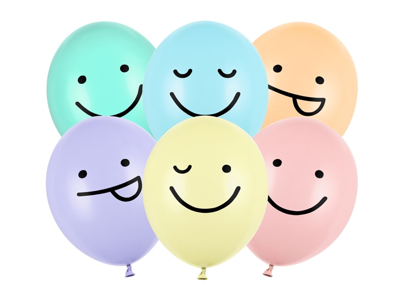 Ballonger Pastell, Smileyfaces 6-pack