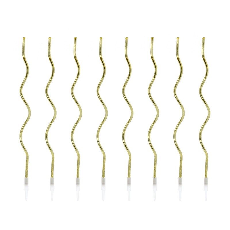 Tårtljus - Vågiga metallic guld 6-pack