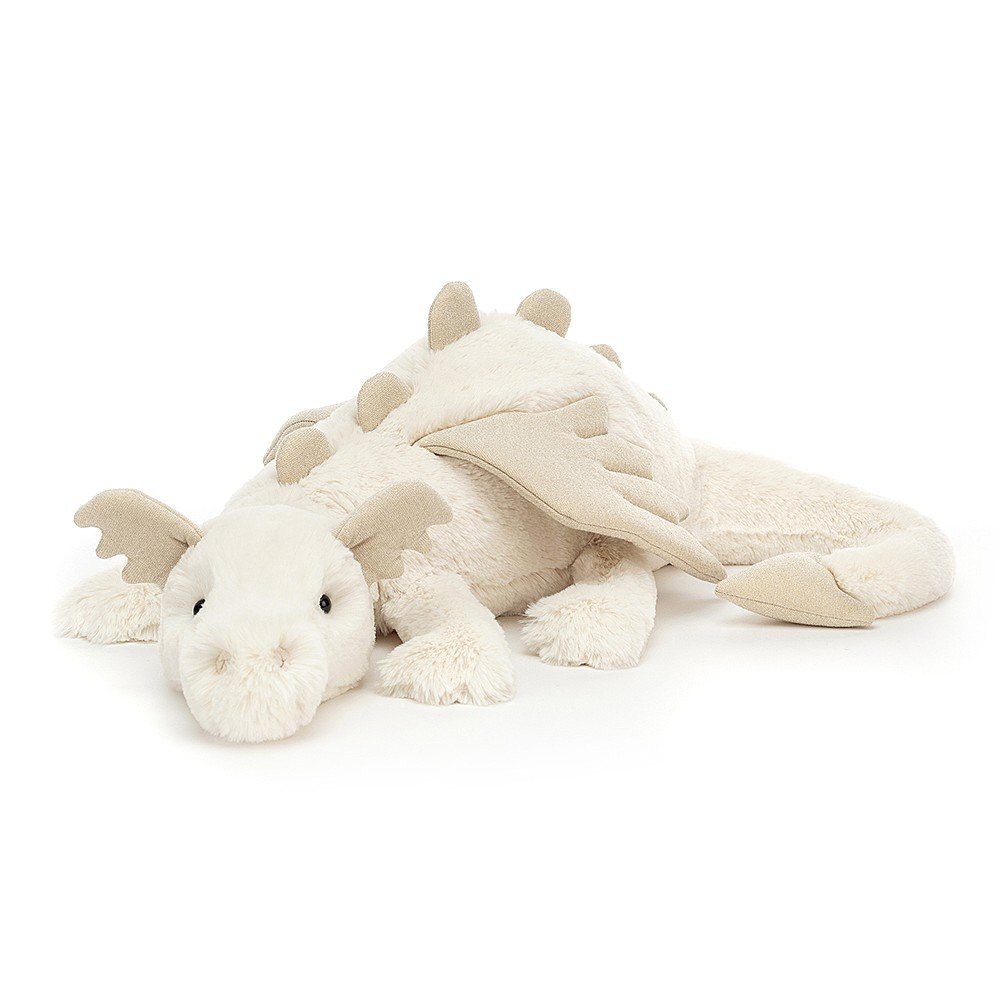 Jellycat - Liggande vit drake 66 cm