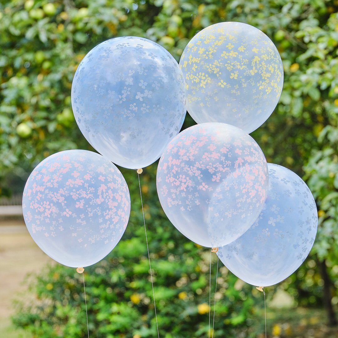 Ballonger med små blommor 5-pack