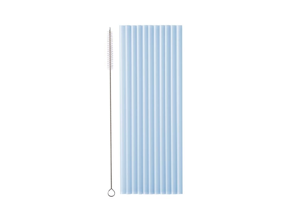 Plastsugrör, Pastellblå 23 cm 12-pack