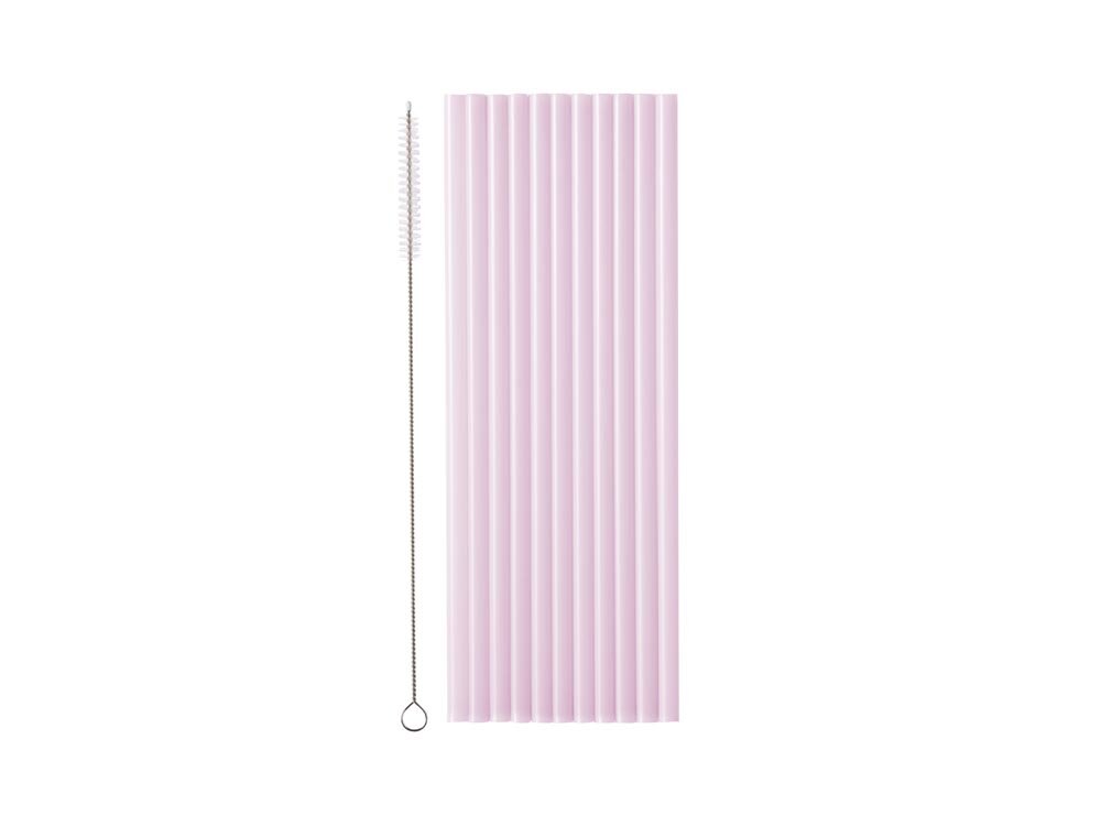 Plastsugrör, Pastellila 23 cm 12-pack