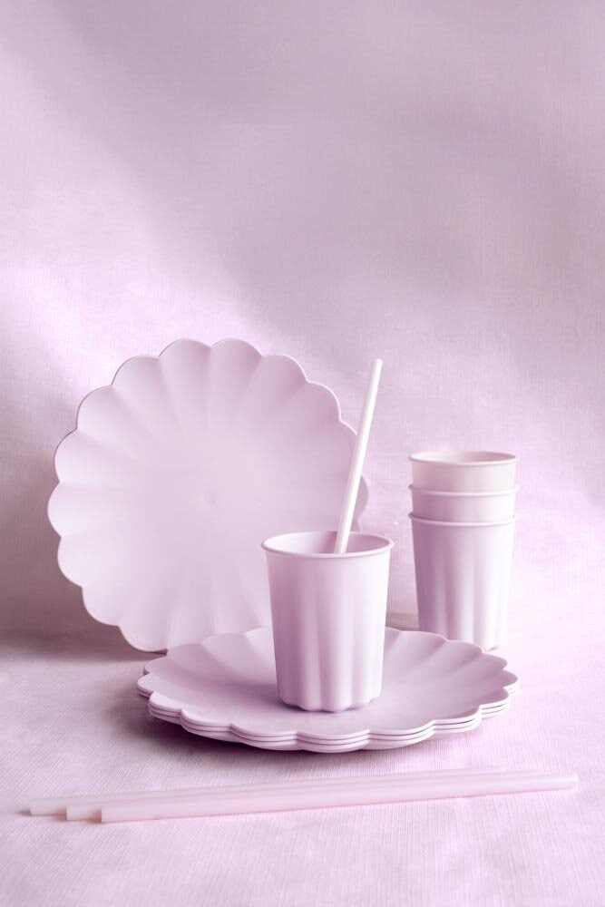 Plastsugrör, Pastellrosa 23 cm 12-pack