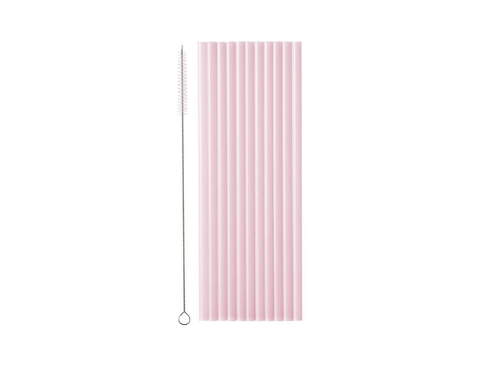 Plastsugrör, Pastellrosa 23 cm 12-pack