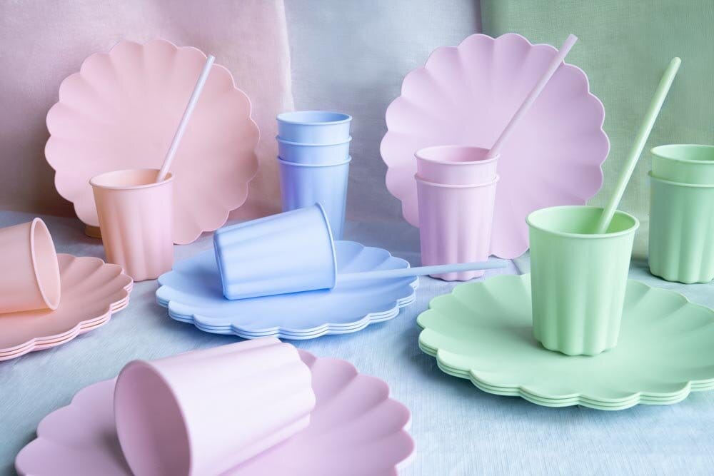 Plastsugrör, Pastellrosa 23 cm 12-pack
