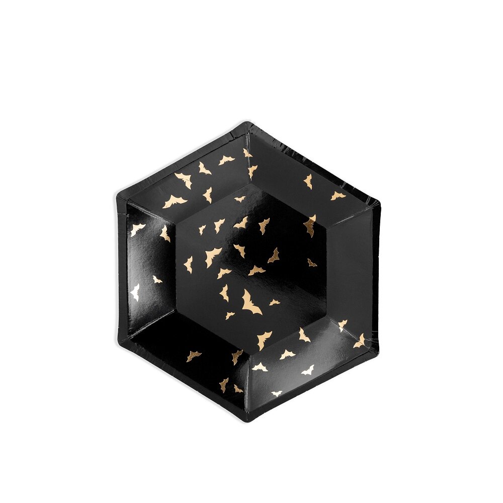 Halloweentallrikar med guldfladdermöss 6-pack