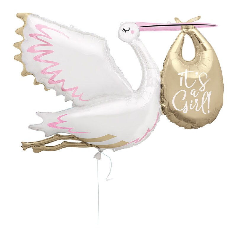 Folieballong Stork, It´s a girl 157 cm