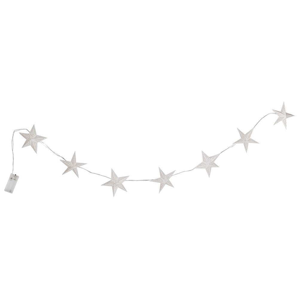 LED-Ljusslinga med vita stjärnor i papp 150 cm