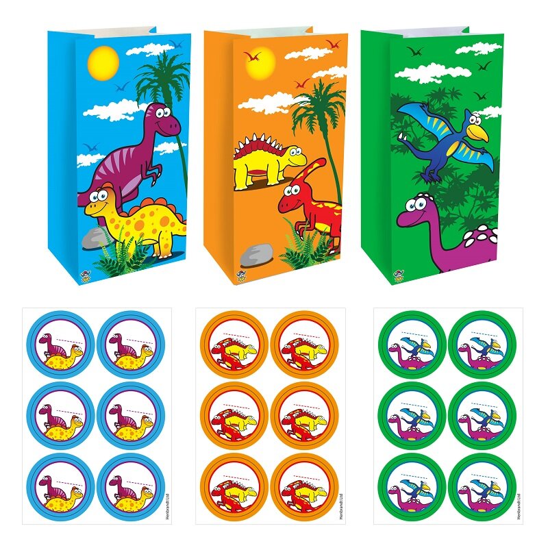 Dinosaurie - Kalaspåsar med klistermärken 12-pack