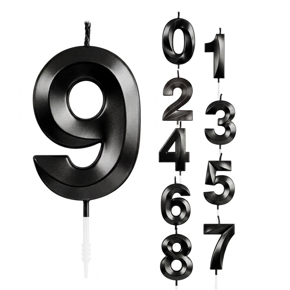 Tårtljus svart metallic siffra 0-9