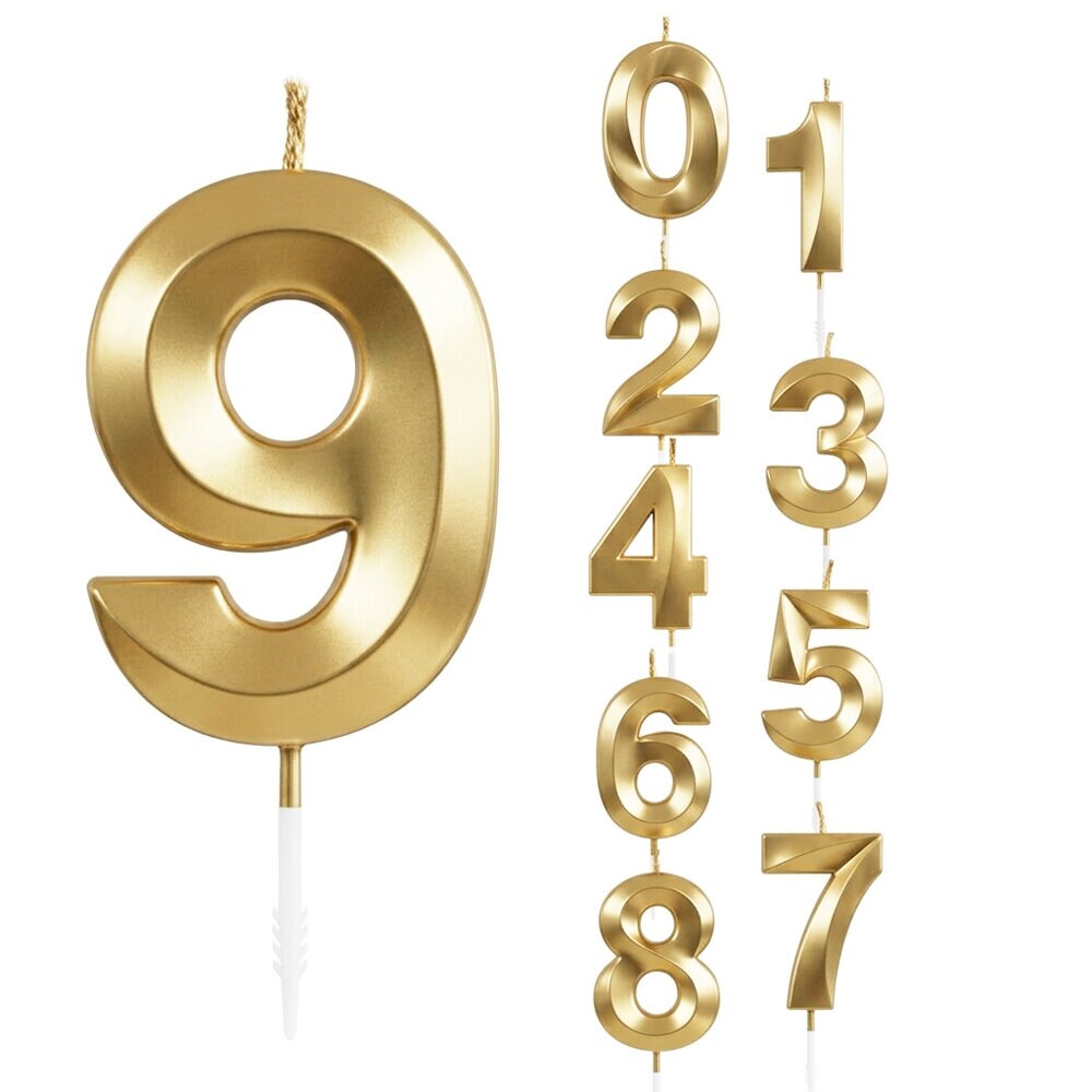 Tårtljus guldmetallic siffra 0-9