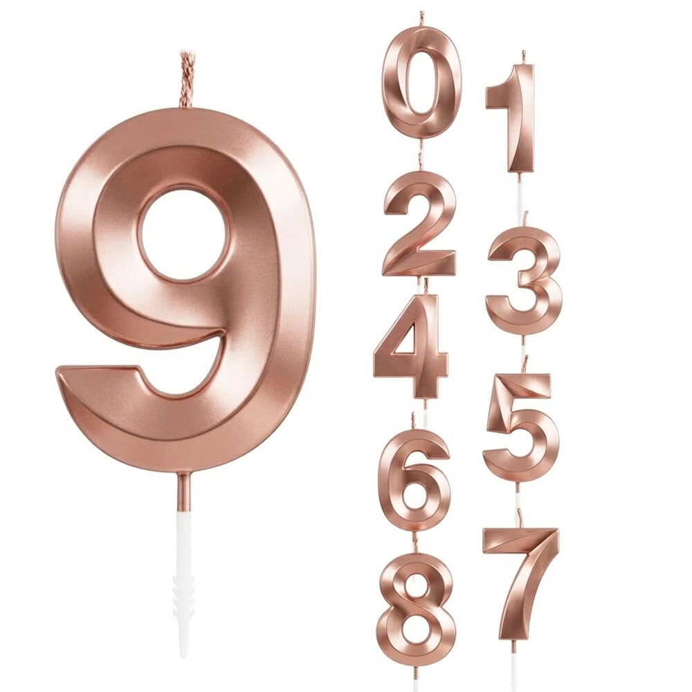 Tårtljus roséguld metallic siffra 0-9