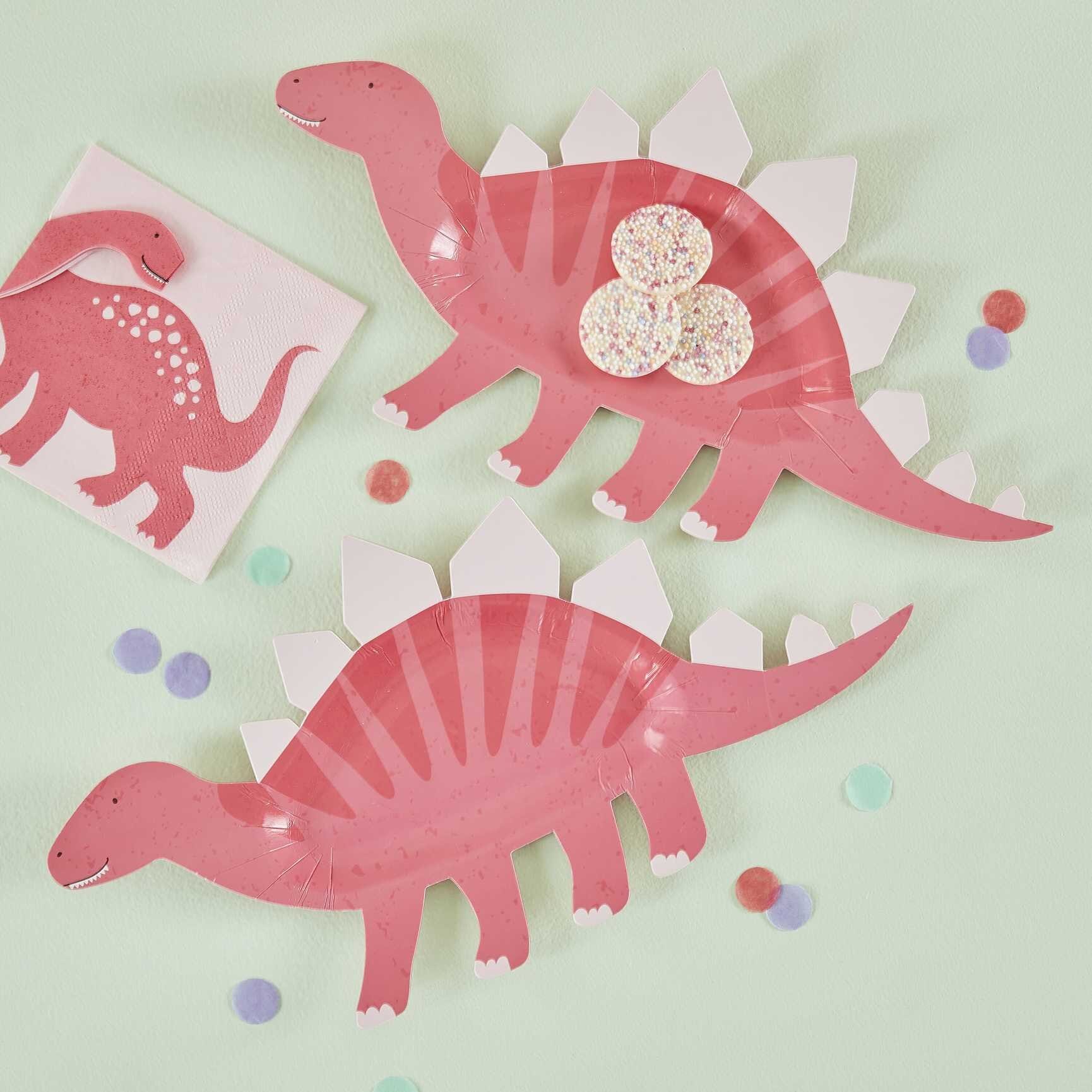 Dinosaur Roar Pink - Formade tallrikar 8-pack