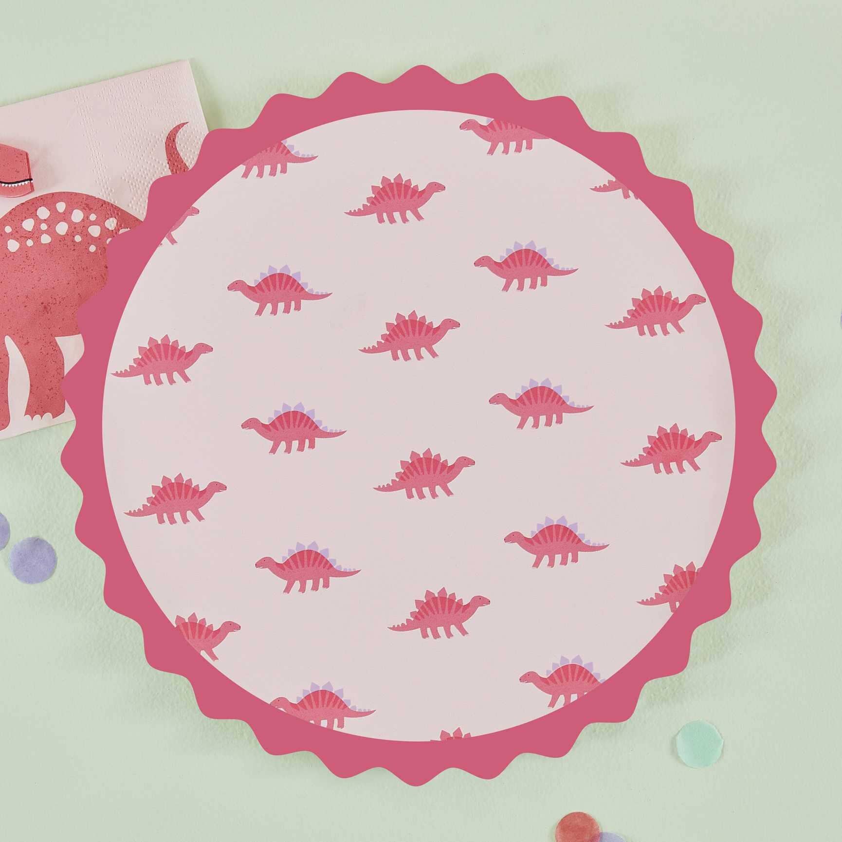 Dinosaur Roar Pink - Tallrikar 8-pack
