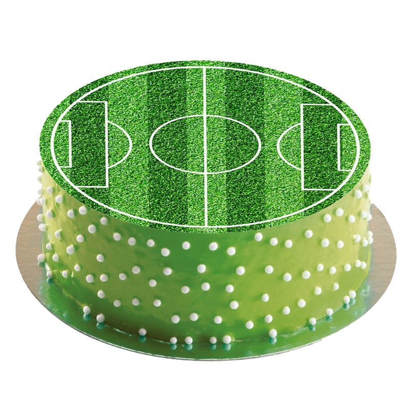 Tårtbild Fotbollsplan - Sockerpasta 20 cm (rund)