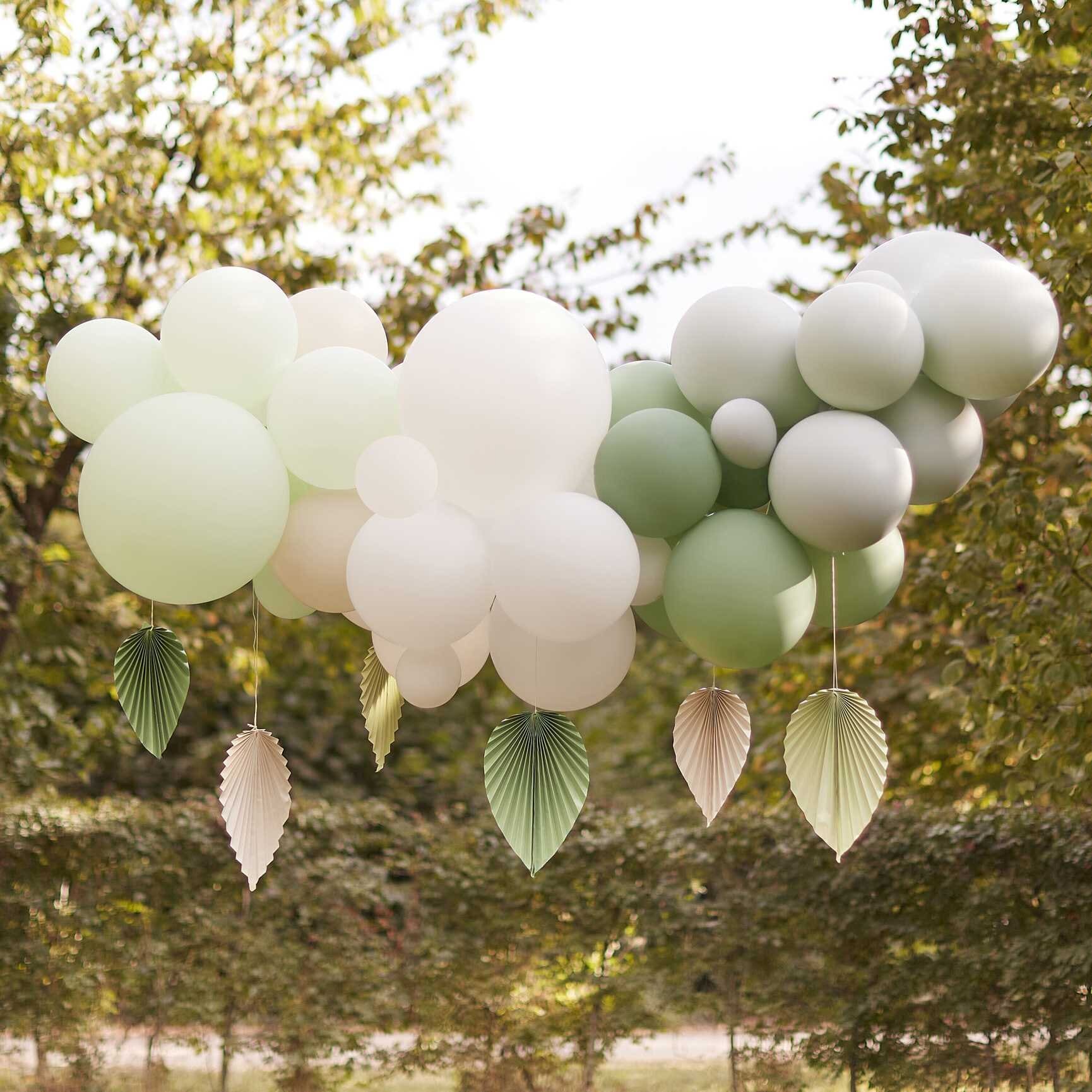 DIY Ballonggirlang - Grön/Vit med palmblad