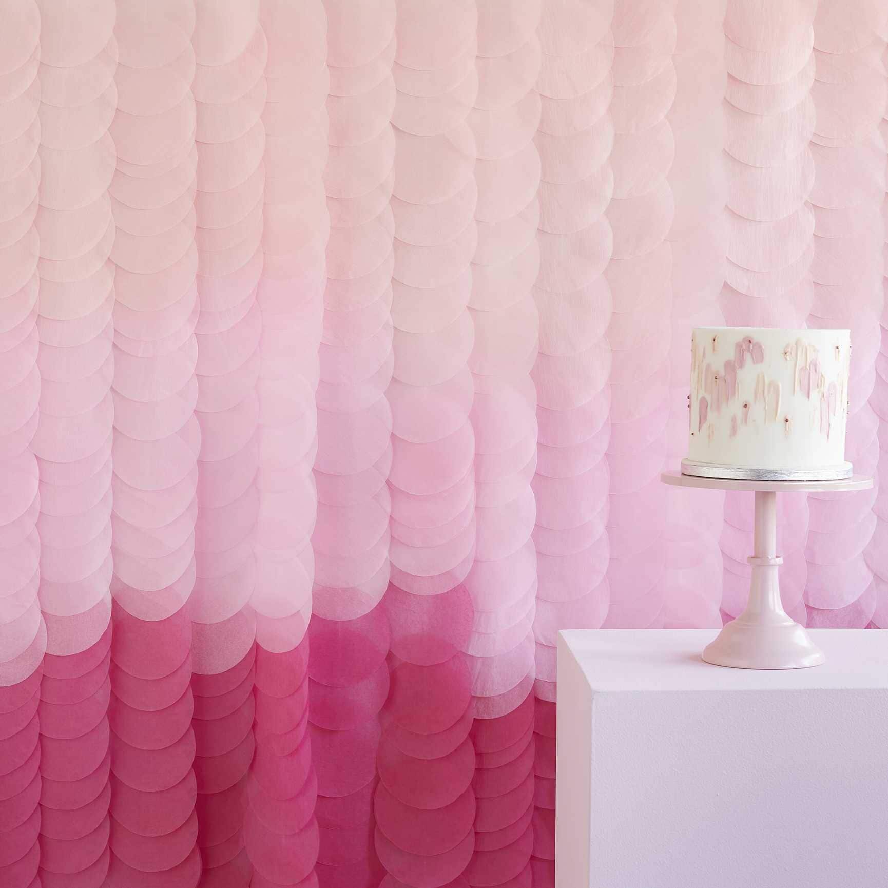 Backdrop med cirklar i rosa ombre 200 cm
