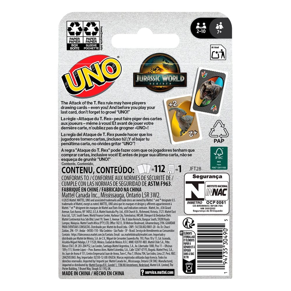 Jurassic World UNO Kortspel